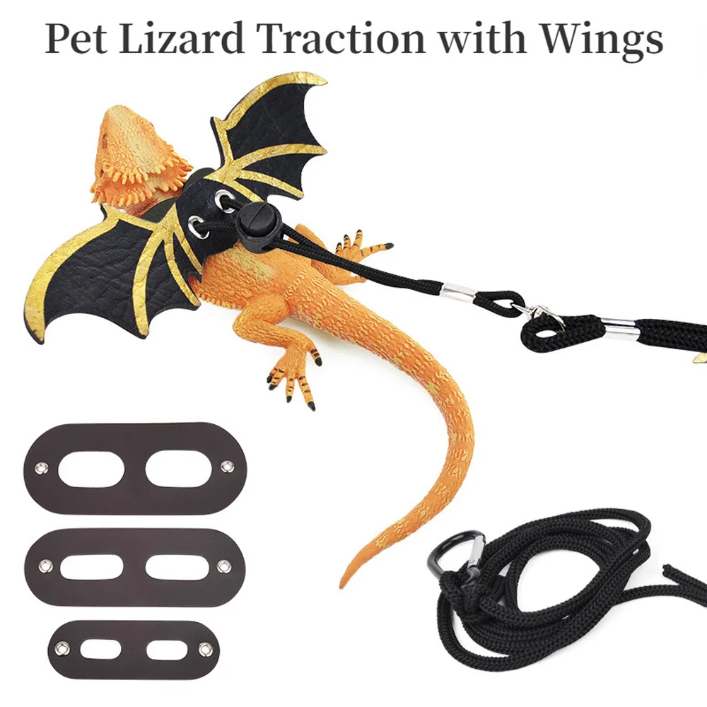 Lizard Traction Rope Climbing Pet Out Chest Strap Green Iguane Lion Squirrel Wing Traction Belt Cord length 120cm Small Pet Toys