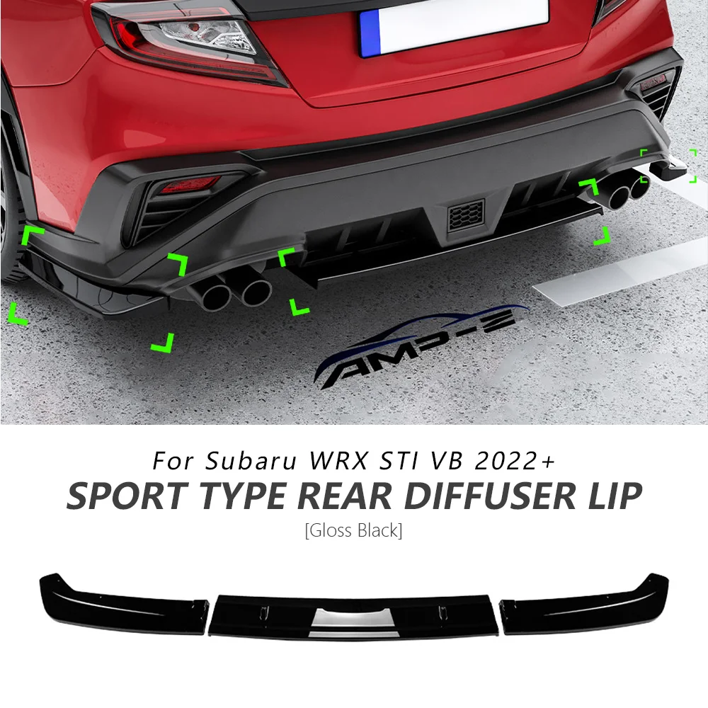 

Rear Bumper Lip For Subaru WRX STI VB 2022+ Glossy Black Sport 3PCS Bumper Diffuer Spoiler Rear Lip Accessories Car Update