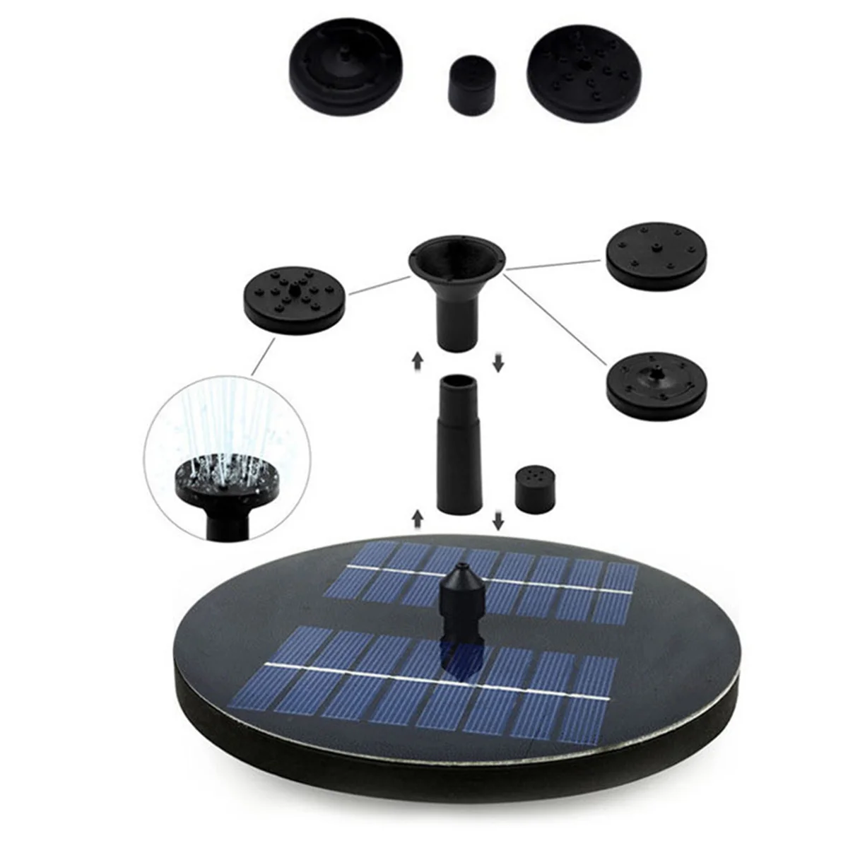 

Solar Pond Fountain Pump Kit 1.6W Outdoor Submersible Fountain Water Pump for Garden Patio Pool Aquarium Water Display Sprinkler