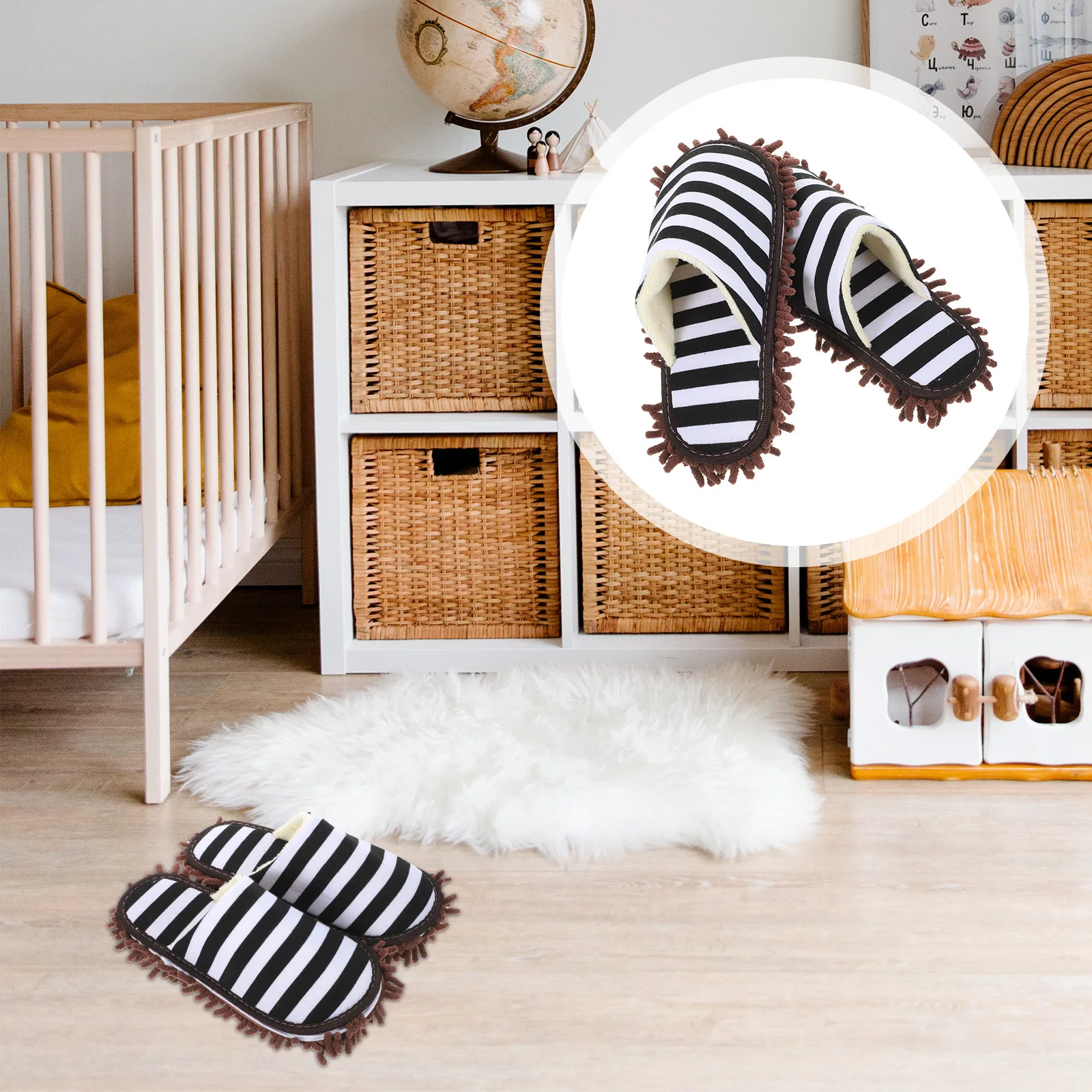 

1Pair Convenient Mop Shoes Practical Sweeping Slippers Dust Mop Shoes for Home Floor Glass Car Window Cleaning