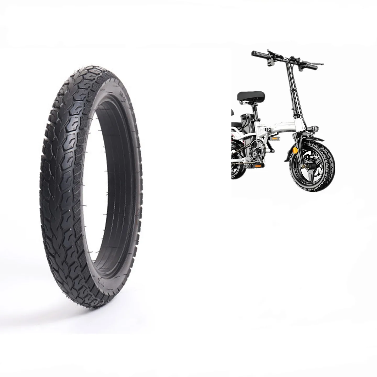 14x2.125 Non-Inflatable Tire for Electric Scooter - Solid Rubber Core Eliminates Risk of Sudden Pressure Loss During Operation