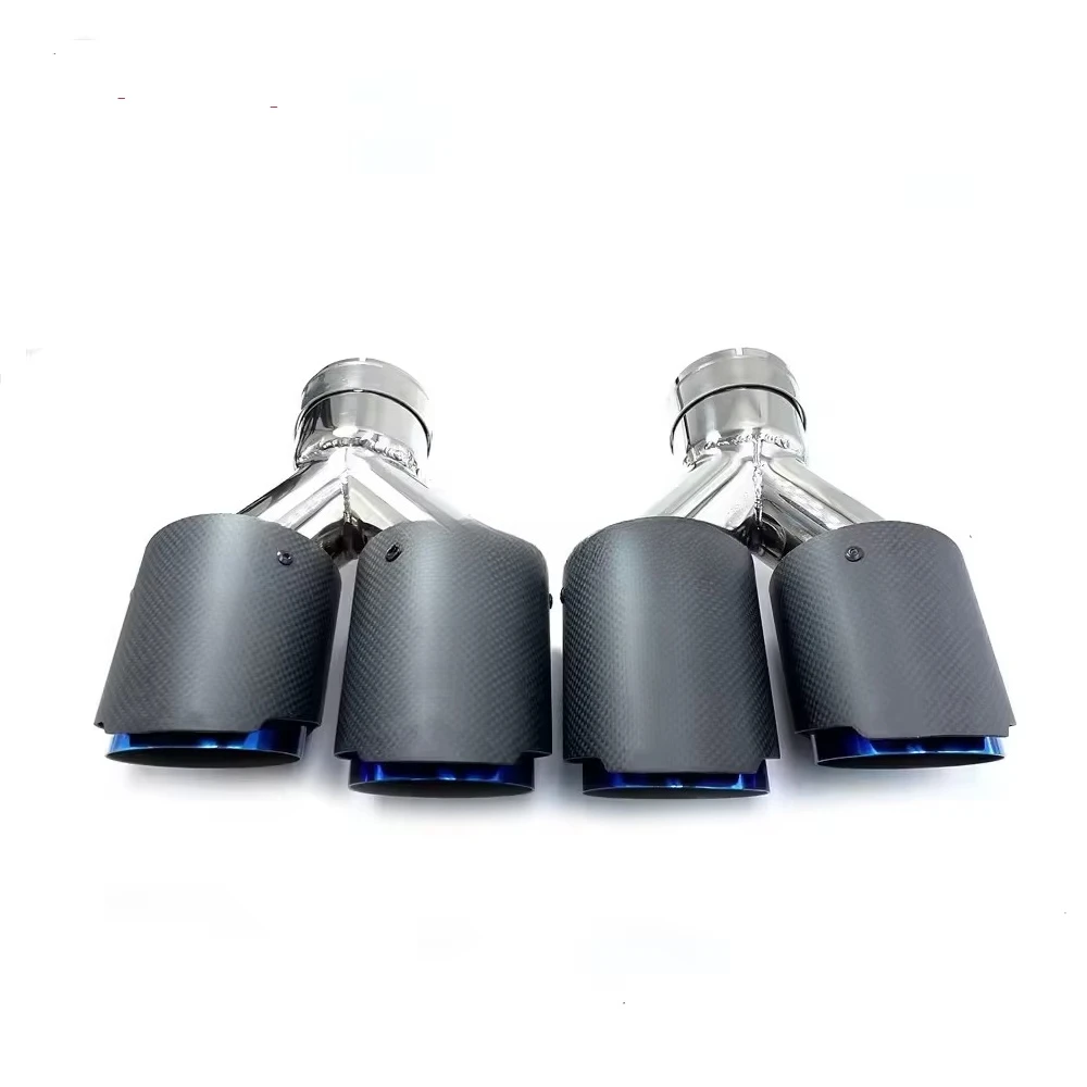 

SXLL High Performance Dual Outlet Stainless Steel Accra Povic Exhaust System Carbon Fiber Baked Blue Muffler Tip