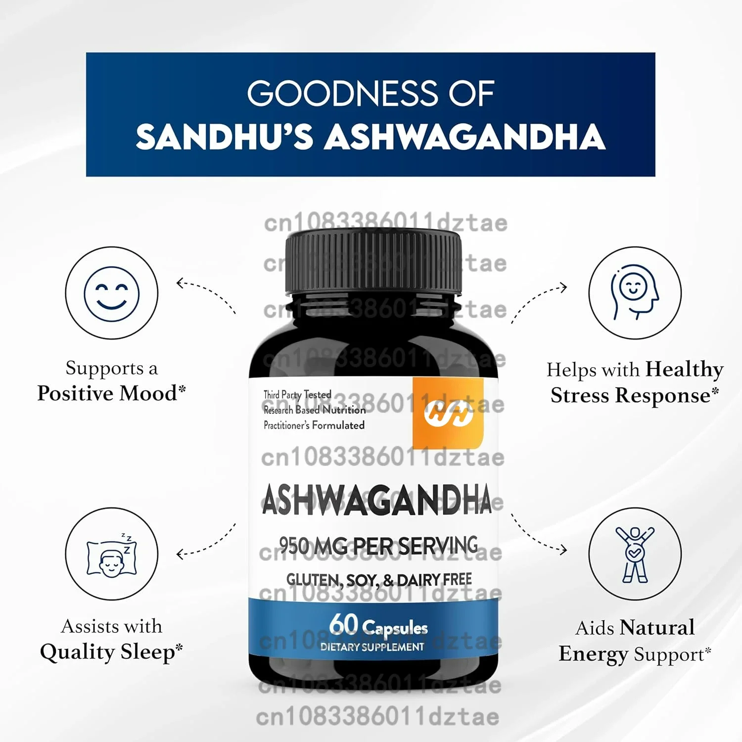 مكمل أشواغاندا للرجال والنساء - يدعم النوم ويخفف التوتر، ويوفر المزاج الإيجابي والذاكرة 60 كبسولة #2