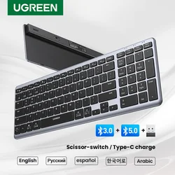 Ugreen-Bluetooth付きワイヤレスキーボード,5.0g,ロシア語/韓国語/EN,MacBook,iPad,PC,タブレット用の99キーキャップ,USB C,充電式キーボード