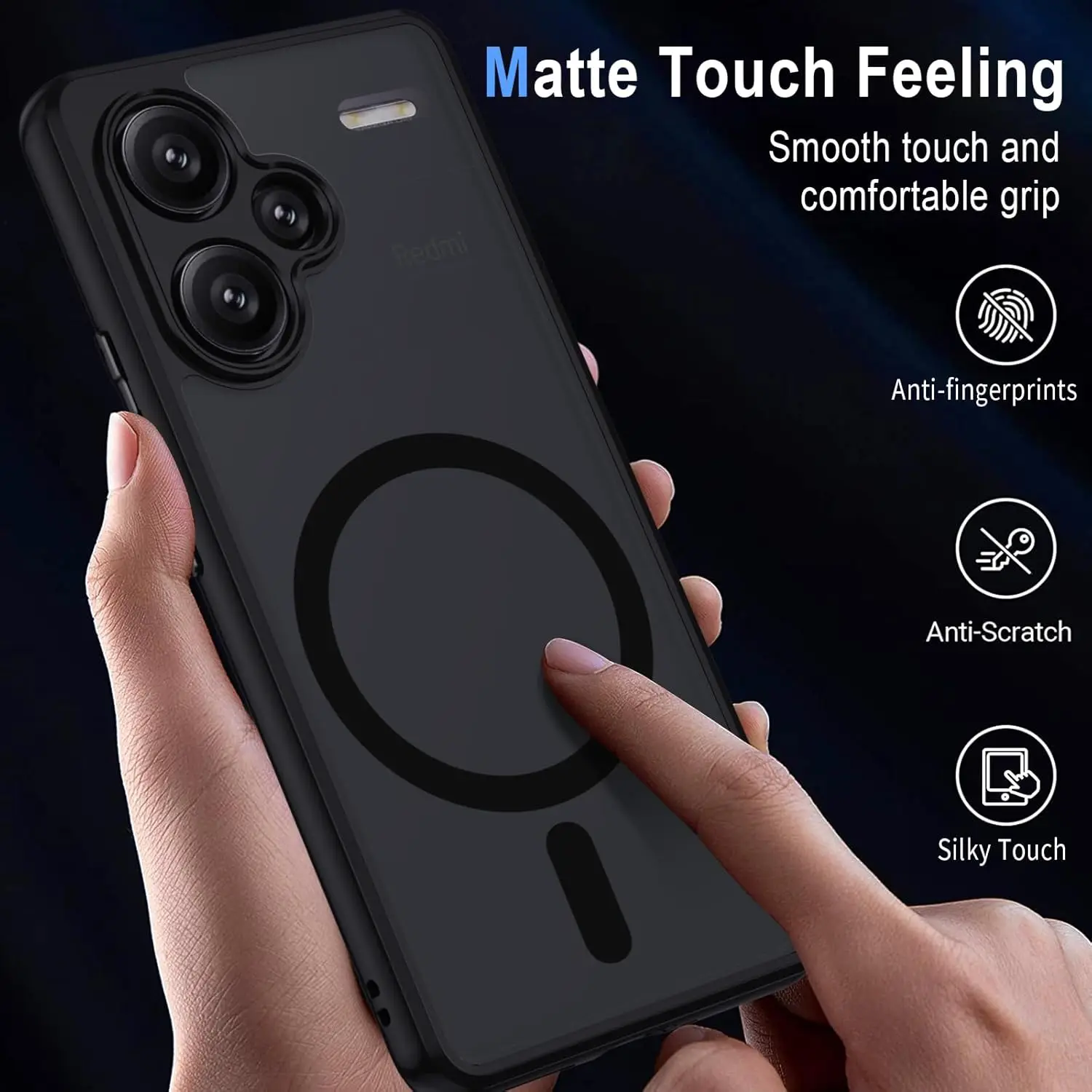 Case for Magsafe Magnetic Wireless Charge Matte Soft Bumper Hard Plastic Cover for Xiaomi Redmi Note 13 Pro Plus