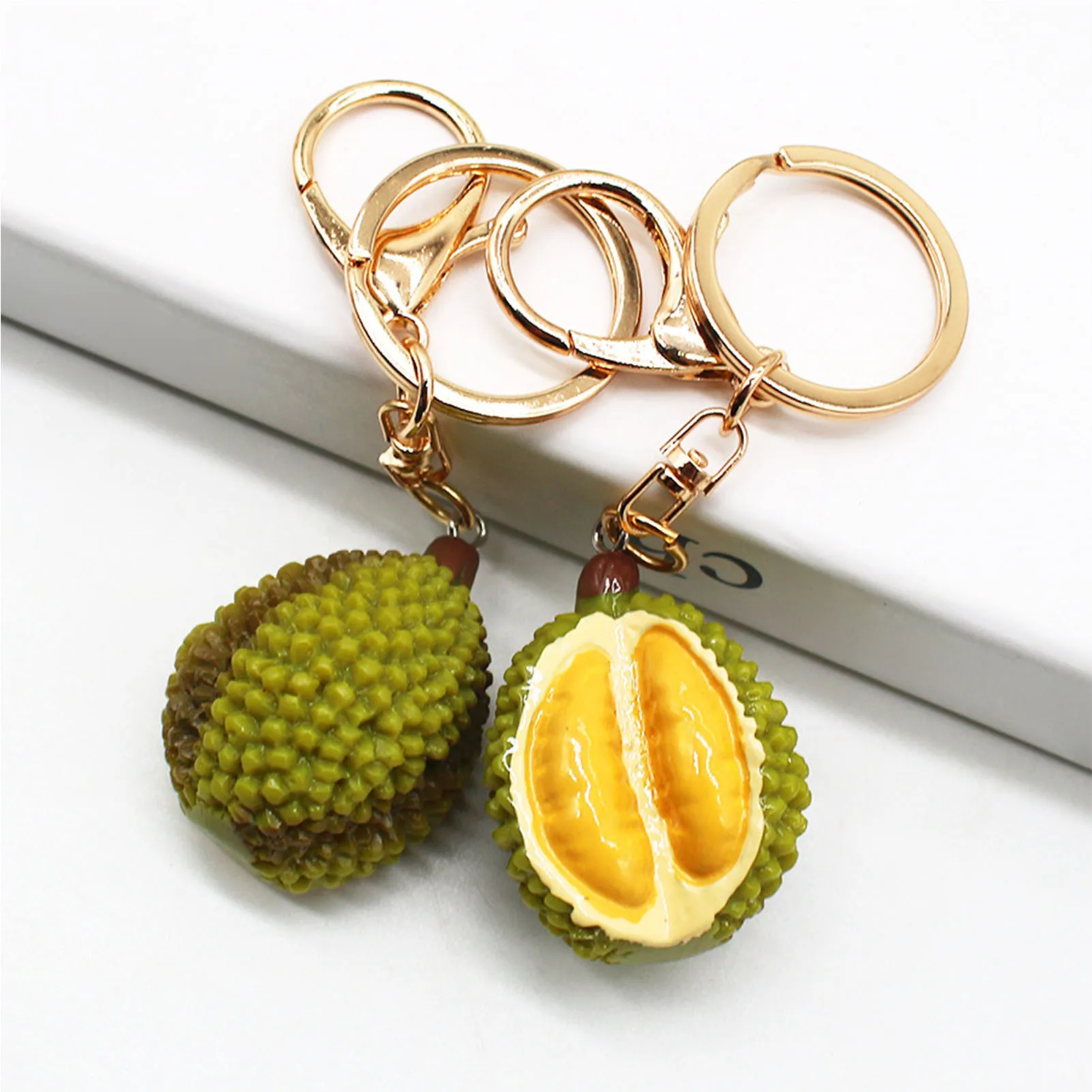 Simulation Durian Keychain Creative Car Key Pendant Key  Bag Ornaments for Car Keys Wallet Backpack