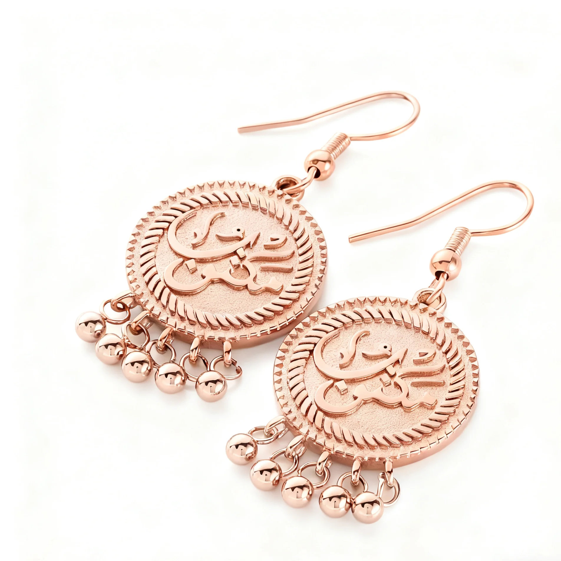 

Персонализированные арабские винтажные серьги-монеты «Мактуб» из нержавеющей стали, позолоченные серьги 18 карат, идеальный мусульманский ювелирный подарок для женщин