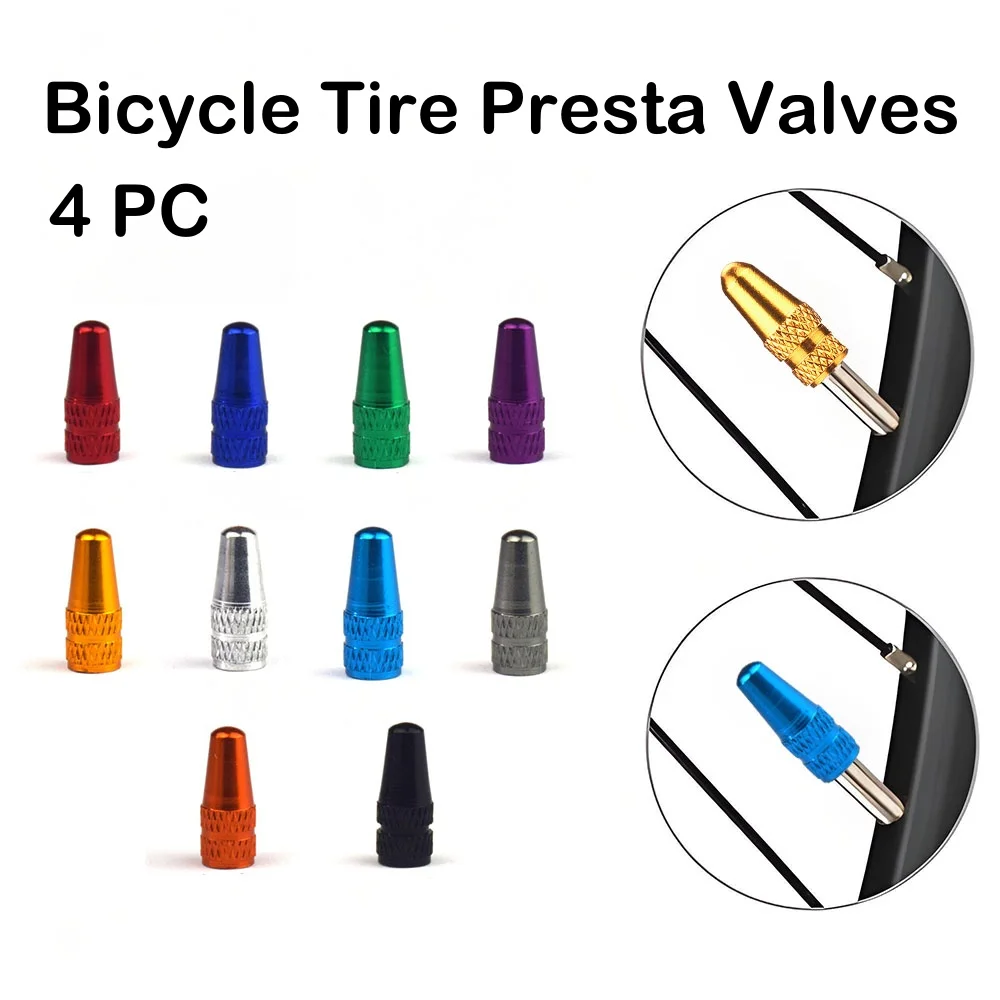 

4Pcs Dustproof French Valve Caps Colored Aluminum Alloy Bicycle Tyre Valve Cover Durable Fits Presta Valves Easy To Install