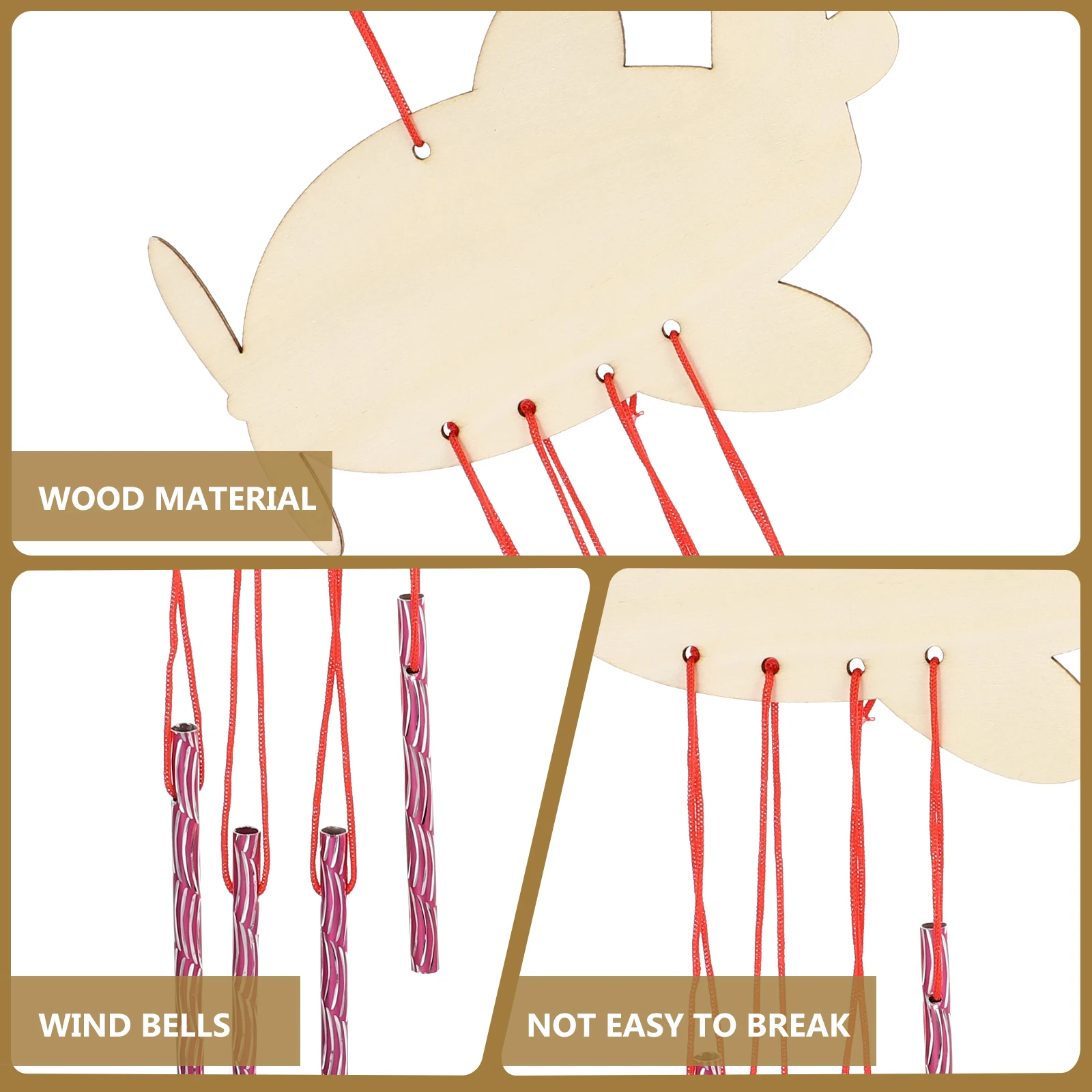 

12 Pcs Wood Doodle Wind Chime Colored Pendant DIY Craft Kids Vintage Home Decor Hanging Garden Accessories