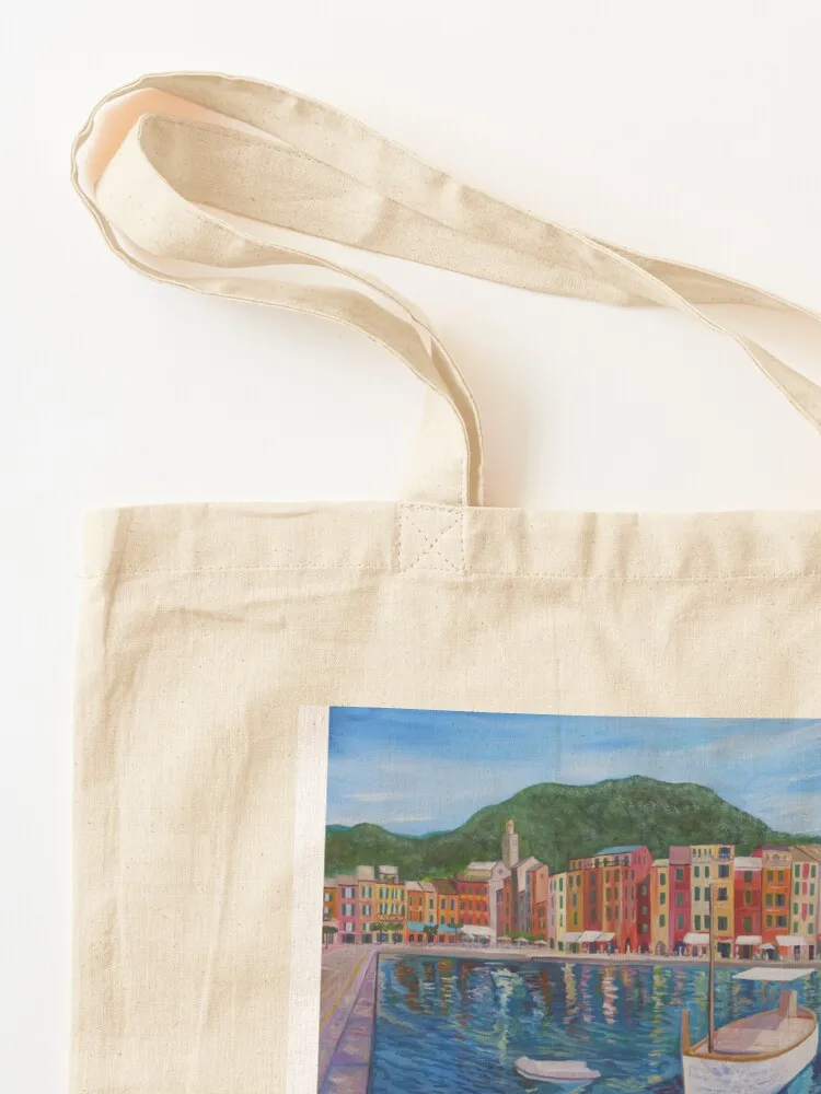 Retro Poster Portofino Mediterranean Pearl Of The Italian Riviera Tote Bag Handbags Women's bag Canvas