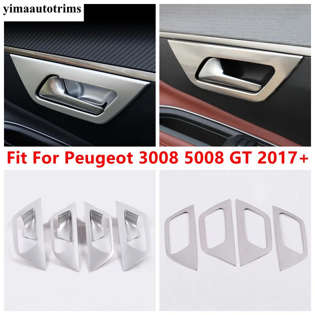 Car Inner Door Handle Bowl Frame Decoration Cover Trim For Peugeot 3008 5008 GT 2017 - 2023 ABS / Stainless Steel Accessories