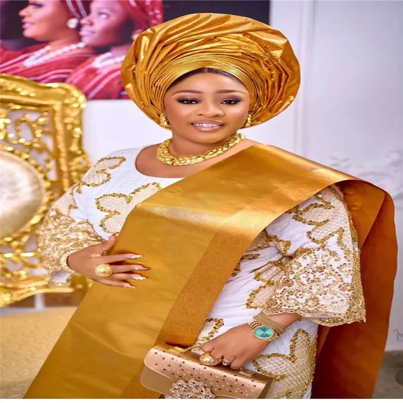

3D швейцарский головной убор GELE Gandmaster African Multi Sego, 2 шт./пакет, нигерийский галстук на голову Sego, обертка для свадьбы, 24 л 341502