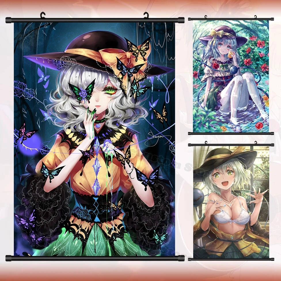 Anime Komeiji Koishi Touhou Project Cosplay HD Wall Scroll Roll Painting Poster Hanging Picture Poster Home Decor Gift