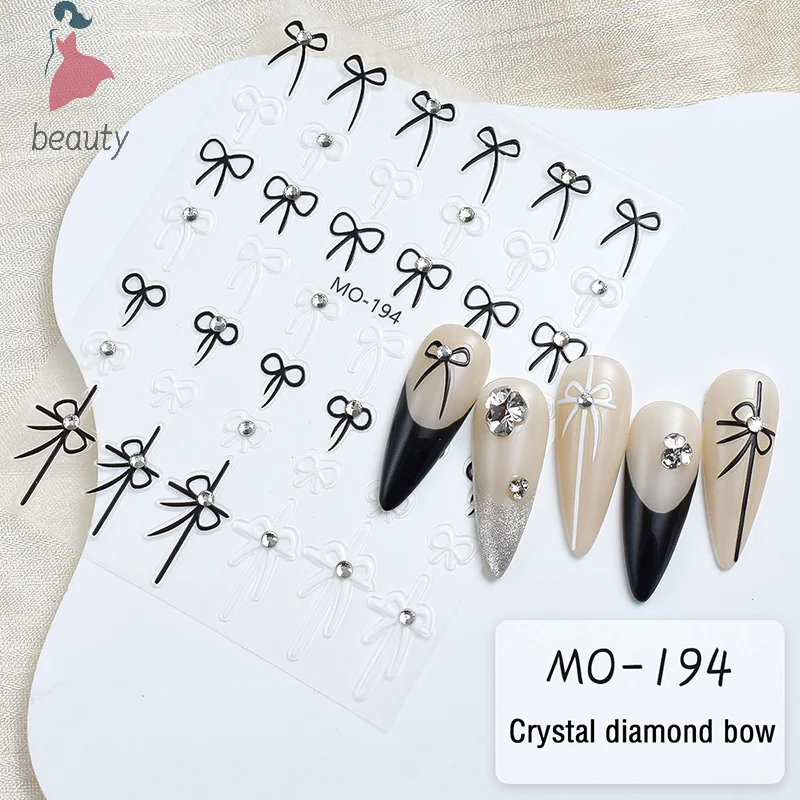 Autocollants adhésifs pour ongles, petit nœud papillon, ruban, cristal diamant, design, décoration nail art, haute qualité, 1 pièce