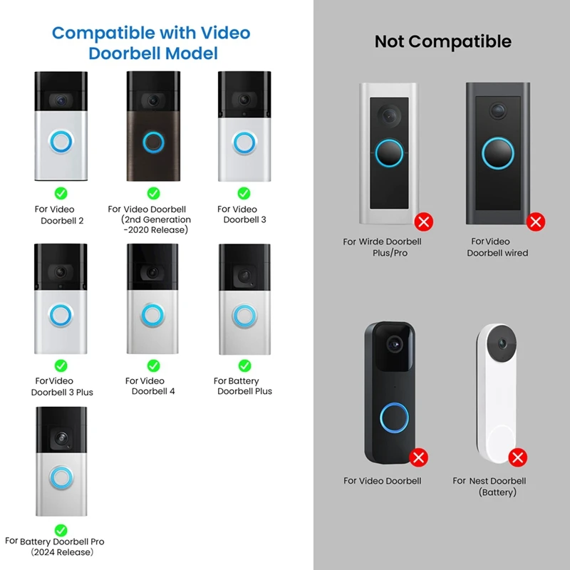 PORK-Video Doorbell Mount For Video Doorbell(2Nd Generation-2020 Release),Video Doorbell 3/3 Plus/4/Battery Doorbell Plus/Pro