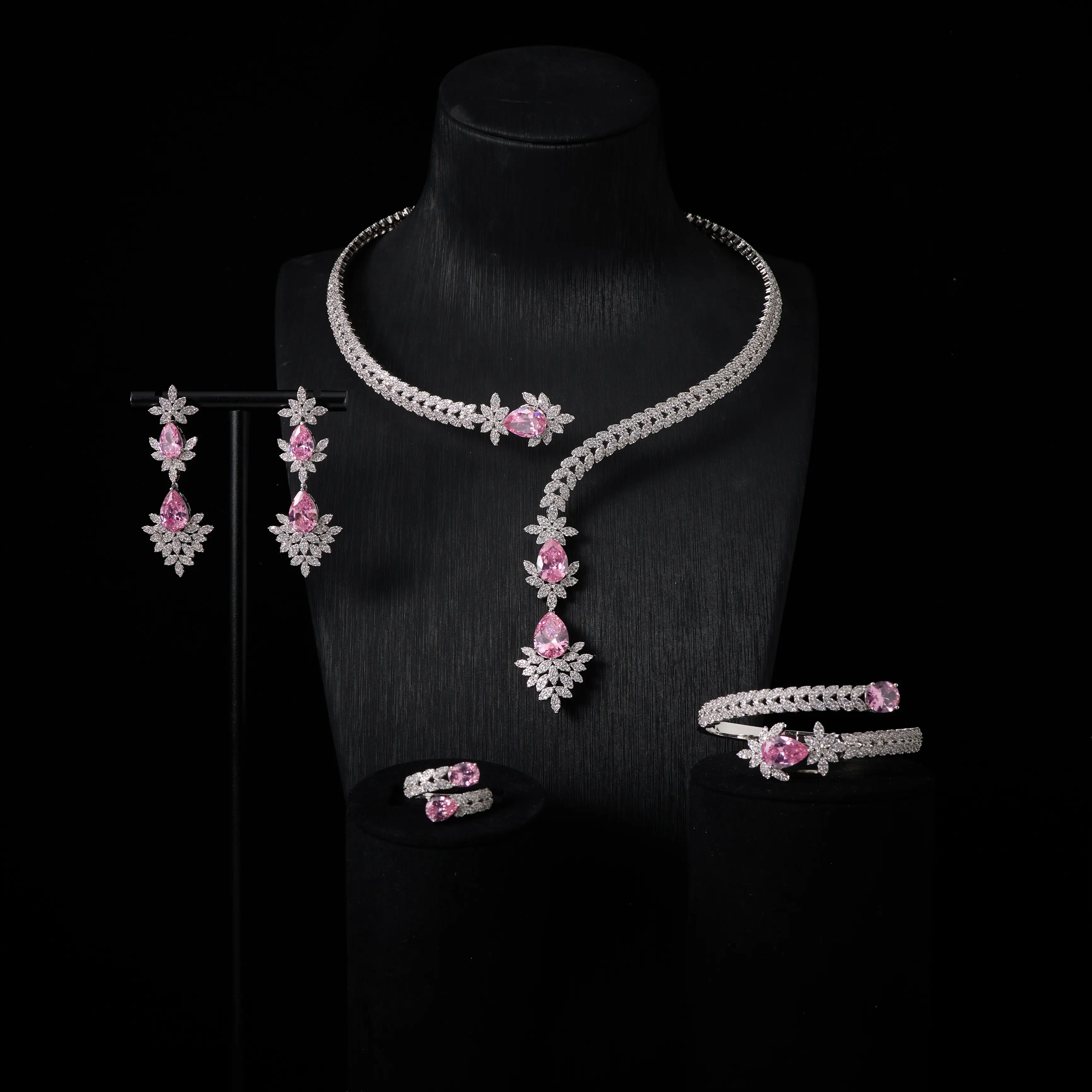 

240905 Cuff Necklace Set for Women Bridal Wedding Party Cubic Zirconia Jewelry Sets For Wedding Party Dress Suits Jewelry set