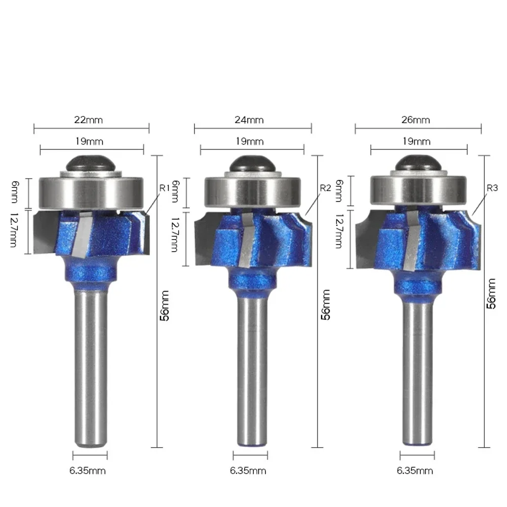 1pc 6/8 Mm 1/4 Shank 4 Corner Router Bit R1 R2 R3 Trim Edging Woodworking Mill Classical Cutter Bit For Wood Milling Cutter