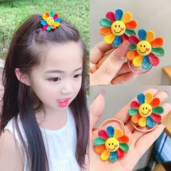 2PCS Lovely Colorful Sunflower Kids Hairpins Children Headwear Baby Hair Clips Girl Hair Accessories Elastic Hair Bands