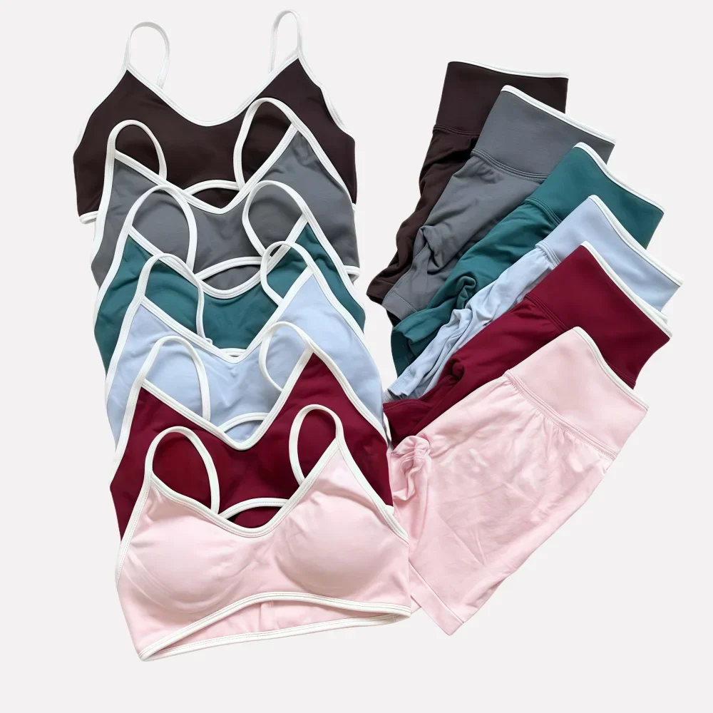 

2 Pieces Sports Set Women Backless Tank Yoga Tops High Waist Scrunch Seamless Shorts Sport Gym Set Sportswear Workout Set