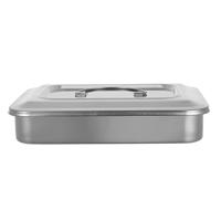 Beauty Disinfection Square Plate Case Sterilizer Instrument Tray with Lid Stainless Steel Sterilization Vintage Silver