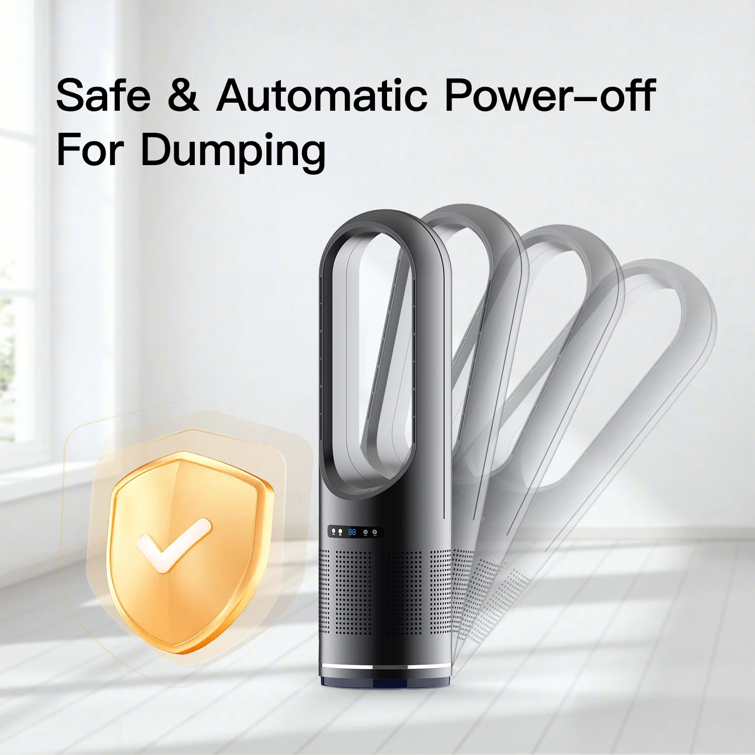 مروحة أرضية Faryuan UML-046 لتنقية الهواء المحمولة والتدفئة بدون شفرات مع فلتر Hepa لـ