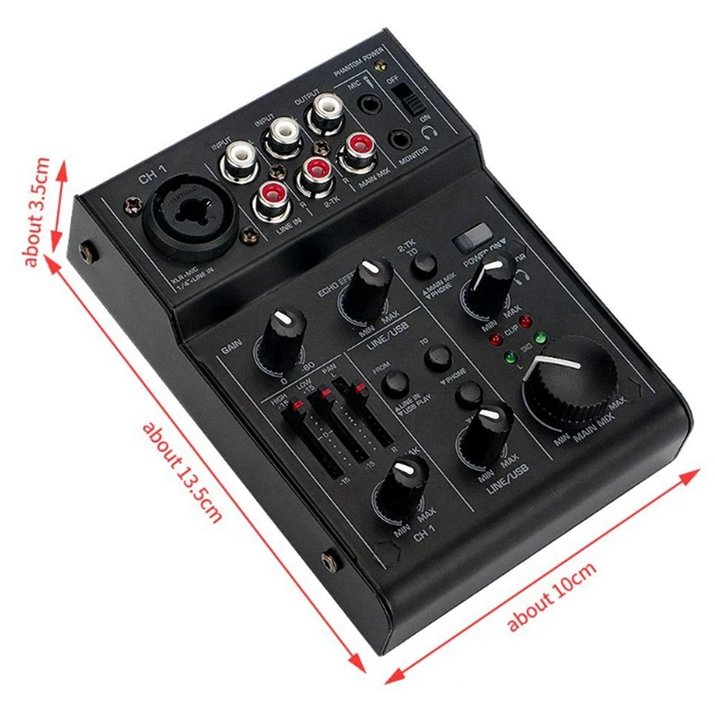 Audio Mixer Sound Mixing Console USB Audio Interface Built-In Effect Mini Professional Mixer Sound Card