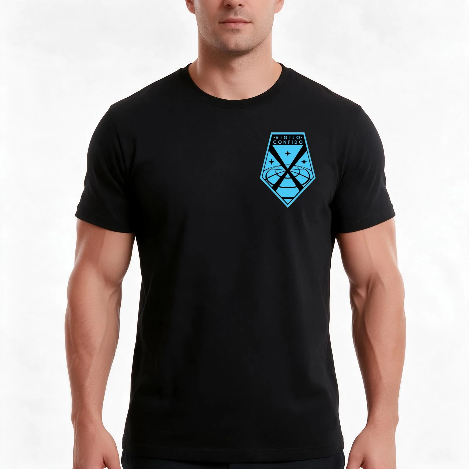 Vigilo Confido T-Shirt, Summer Casual Cotton Tee, Oversized Streetwear Tops, Vintage Graphic Print, Loose Fit Short Sleeve