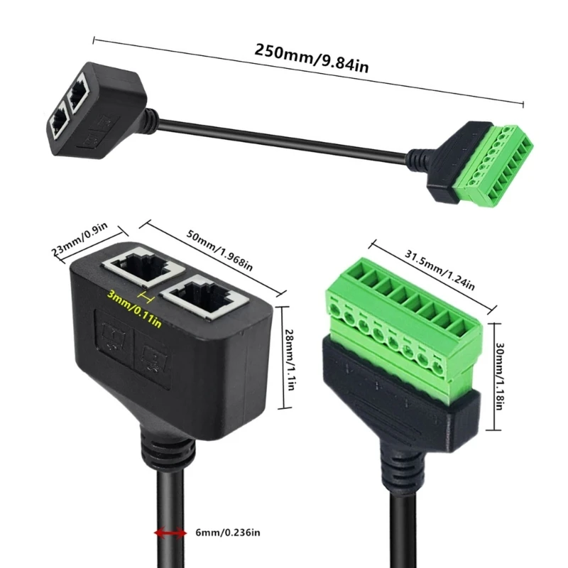 Y5H RJ45 Cat6 8P8C Female to 8Pins Screw Terminal Adapter for Cat5/6/7 Ethernet Extension and CCTV DVR Networking Connection