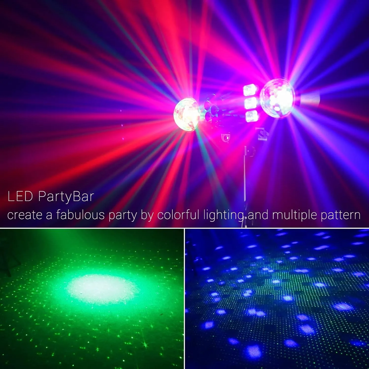 Telbum Dj Light with Stand, 5-in-1 Party Bar Light Set, with Rotating Ball, Strobe, Uv, Colorful Led Flat Lights and Patterns, Suitable for Disco Stage Performances, Bands, Weddings
