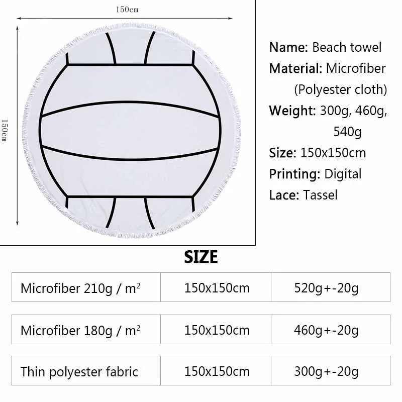 Sports Black and White Soccer Pattern Beach Towel 150cm Round 100% Polyester Towel with Tasels Ball Design Blanket Absorbent Mat