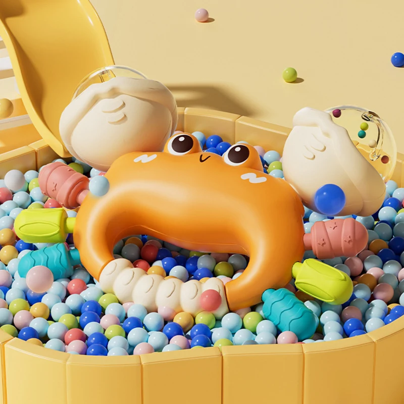 Bebê calmante novo caranguejo emocionante brinquedo para crianças de 0 a 12 meses, água fervente e tocando