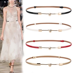 Ceinture fine en cuir véritable pour femme, simple et à la mode, fine et polyvalente, ceintures en peau de cercle pour robe décorative