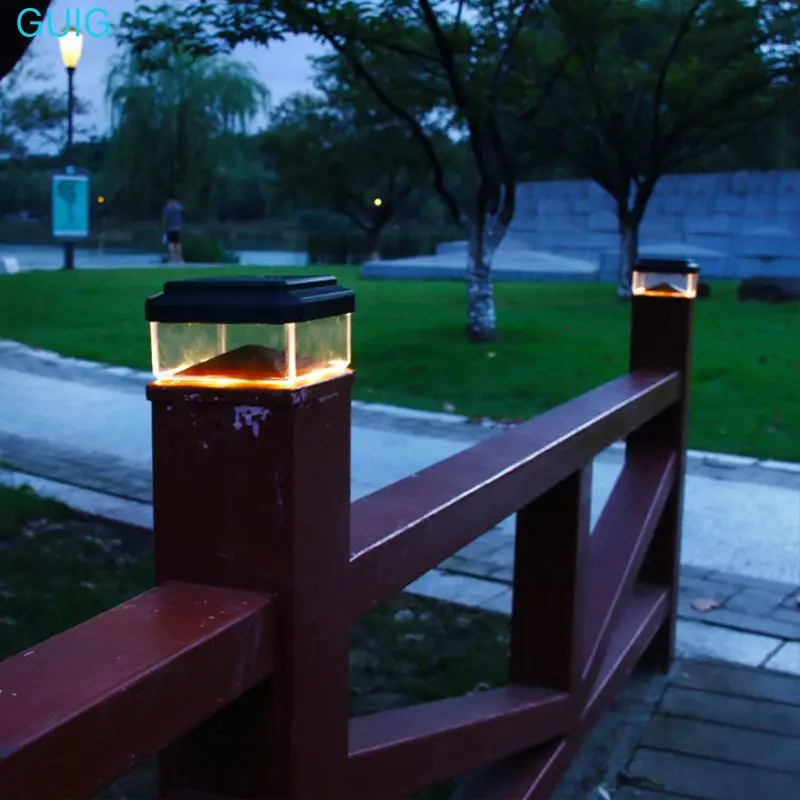 1/2/4PCS Solar Pillar Lights LED Square Fence Post Light Warm Lamp Outdoor Lighting Pillar Outdoor Solar Lamp for Garden view 4