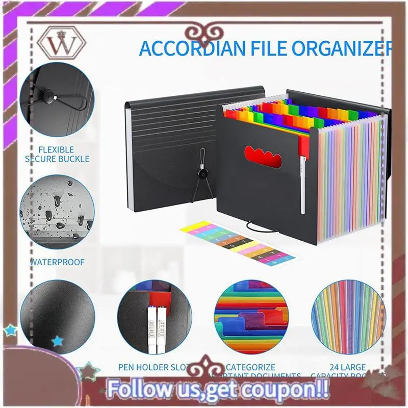 ABBG-3X Accordian File Organizer,Expandable File Folder Accordian Folder Letter Size,For Paper Documents A4 Letter Size