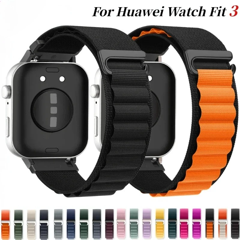 สายไนลอนสำหรับนาฬิกาหัวเว่ยฟิต 3 สายรัดข้อมือแบบปรับได้สำหรับเล่นกีฬา สายรัดข้อมือสำรองสำหรับนาฬิกาหัวเว่ยฟิต 3 สายนาฬิกา อุปกรณ์เสริม