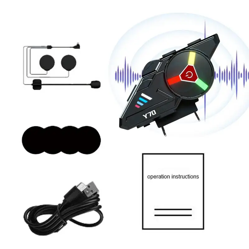 

Motorcycle Wireless Intercom Waterproof 5.3 Earphones 10m FM Helmet Headset Wireless Hands Free Intercom& Listen Music Headset