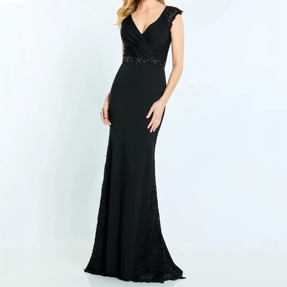 

Вечерние платья русалки по индивидуальному заказу, длиной до пола, с v-образным вырезом, без рукавов, платье для выпускного вечера, модное кружевное плиссированное платье с блестками, простое драпированное вечернее платье