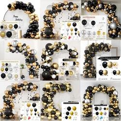 Black Gold Balloon Garland Arch Kit Confetti Latex Balloon Wedding Happy Birthday Party Decor Adults Anniversary Background Ball