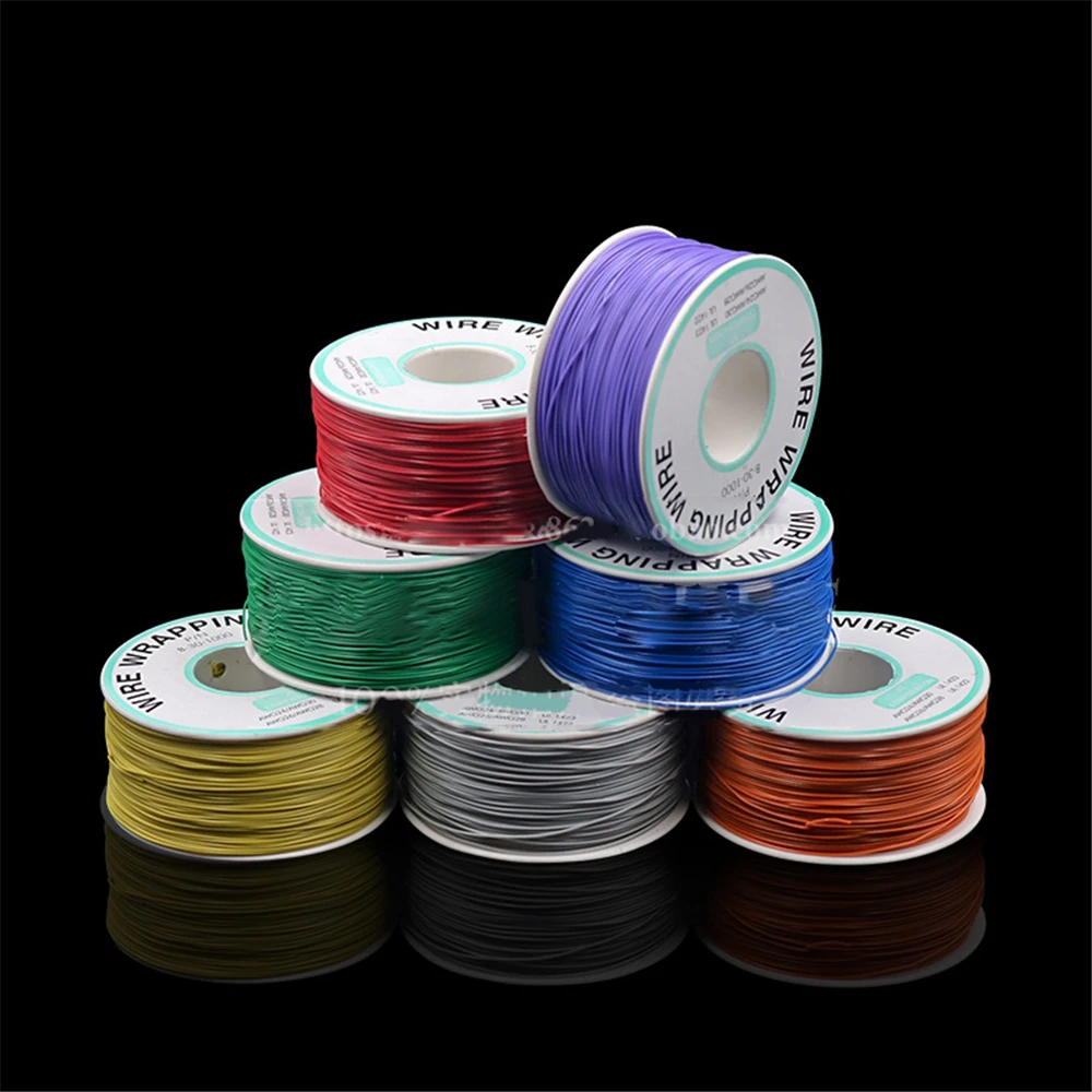 250M 30AWG Wrapping Wire Tin Plated Copper B-30-1000 Cable Breadboard Jumper Insulation Red Electronic Conductor Wire Connector