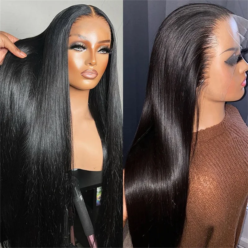 

HD Straight Human Hair Wigs 13x4 Lace Frontal Wig PrePlucked Transparent Bone Closure Wigs For Black Women Brazilian Remy Hair