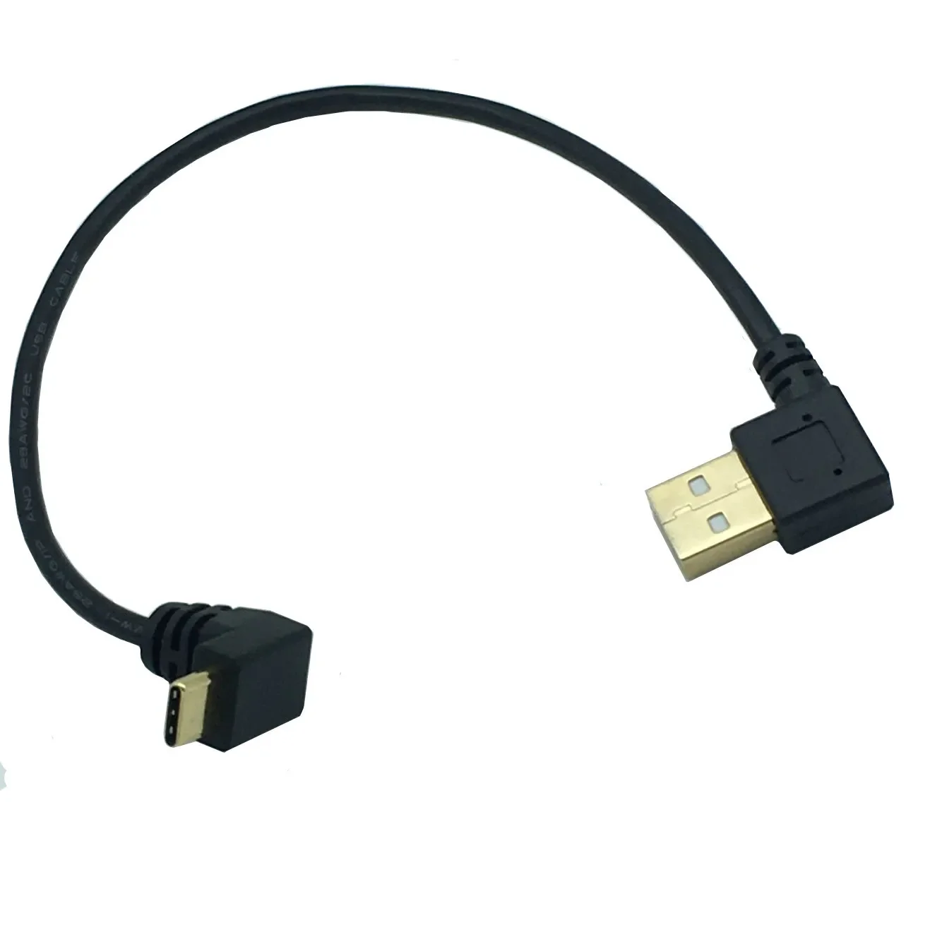 Conector de cable de carga de sincronización de datos USB 2,0 (tipo A) macho a USB 3.1 (tipo C) macho 90 de ángulo izquierdo chapado en oro
