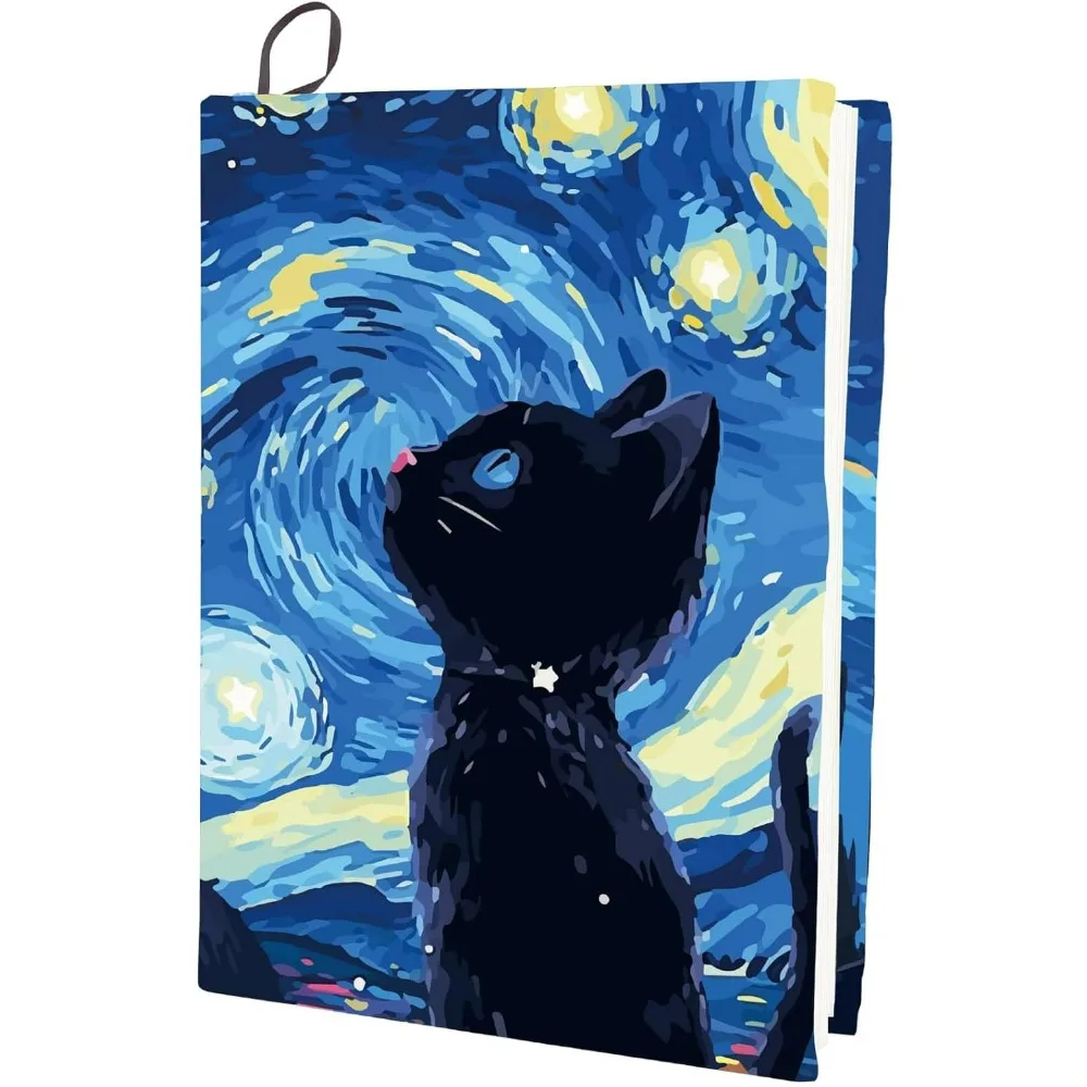 Painter Astral Cat Book Cover Starry Night Durable Protector Reusable Washable Paperback Softcover Hardcover Book Lover Books