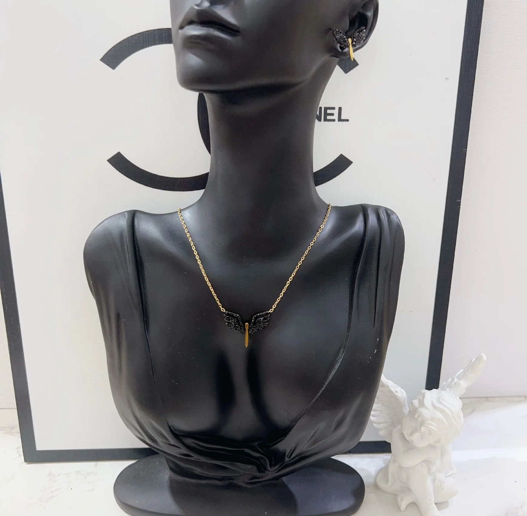 PAPERPLUS | Women Angel Wings Necklace Stainless Steel.Shinny Elegant Pendant. Turkish Charm Jewelry.1Pcs.Popular.New
