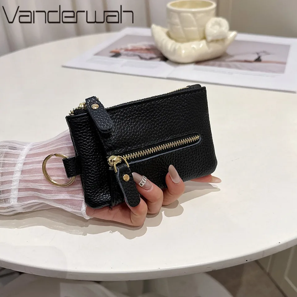 

Новый женский маленький кошелек-монетница из натуральной воловьей кожи на молнии, для хранения водительских прав, помады и наушников