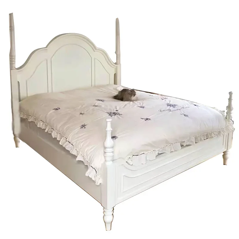 

Light luxury bed, American style, modern wooden bed, simple, solid wood 1.8 meters