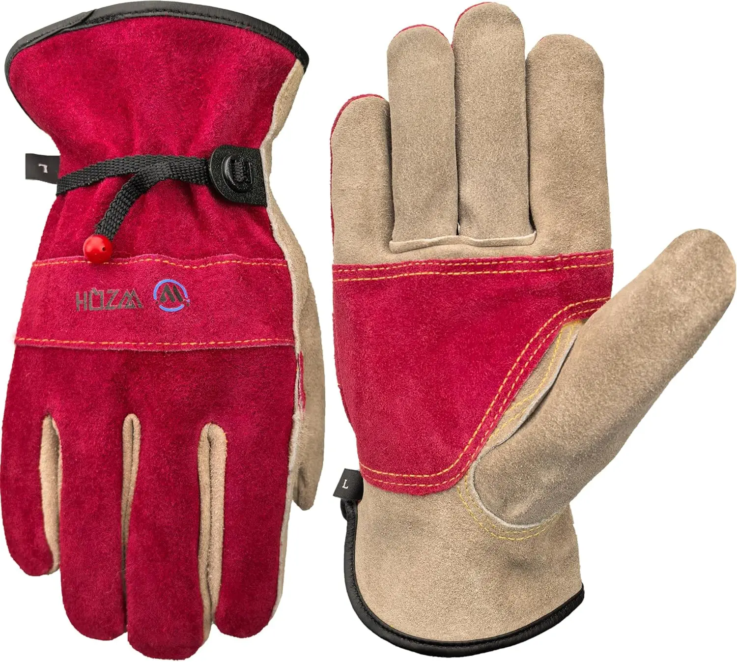 

Heavy Duty Cowhide Work Gloves for Gardening, Welding, Construction, Medium, Rose Red-Grey