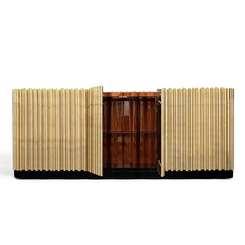 Light luxury dining side cabinet color stainless steel post-modern living room locker
