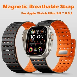 Magnetic Strap For Apple Watch Ultra 2 49mm 44mm 45mm 38mm 42mm 41mm belt Silicone Bracelet iWatch Series 8 7 6 5 9 Se 40mm band