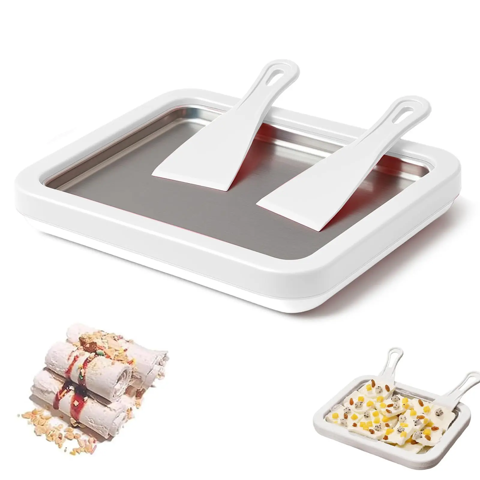 

Multifunctional Rolled Ice Cream Maker - Cold Sweet Fried Ice Pan - DIY Household Frozen Yogurt Maker - For Homemade Stir-Fried