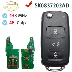 5K0837202AD For Volkswagen VW Passat Sedan Golf Polo Beetle Eos Jetta Tiguan 434MHz ID48 Chip Fob Flip Remote Car Key
